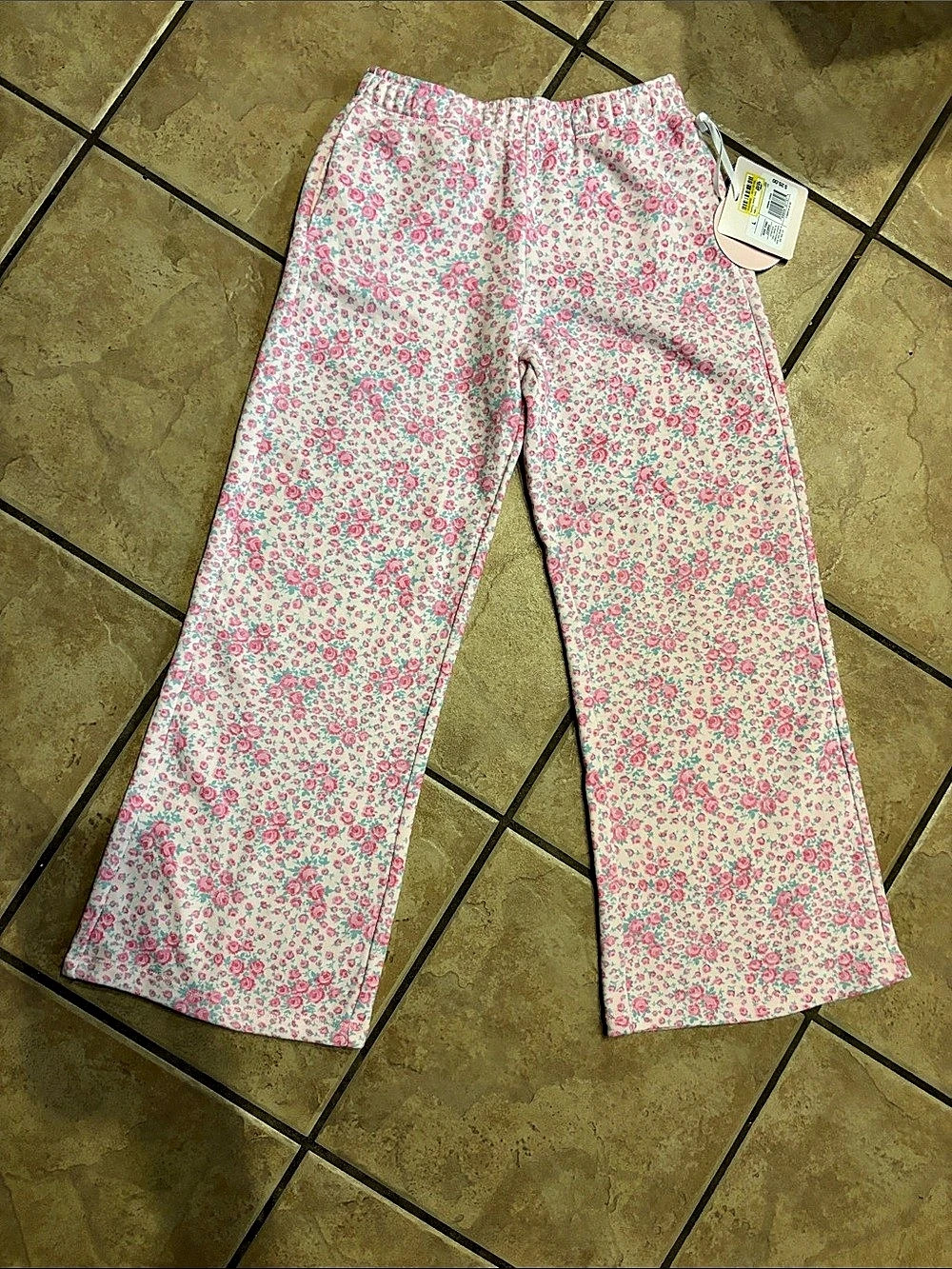 LoveShackFancy Floral Wide Leg Pants in Pink & White Size Large NWT